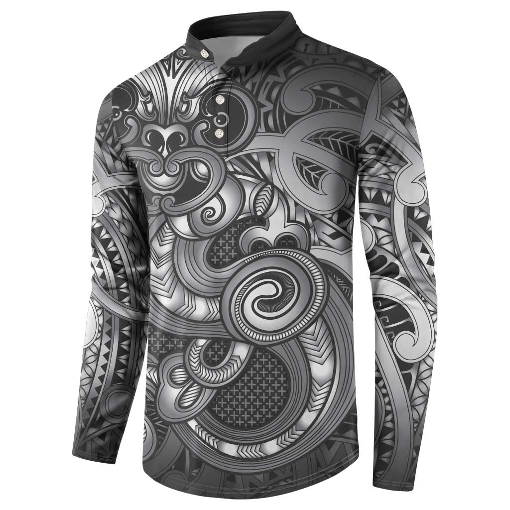 Aotearoa Maori Hei Tiki Button Sweatshirt Kiwikiwi Kowhaiwhai Puhoro Motif