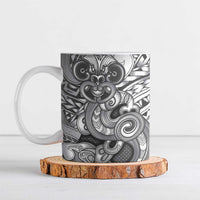 Aotearoa Maori Hei Tiki Ceramic Mug Kiwikiwi Kowhaiwhai Puhoro Motif LT9 Grey - Polynesian Pride
