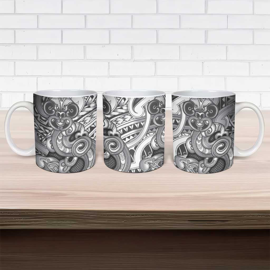 Aotearoa Maori Hei Tiki Ceramic Mug Kiwikiwi Kowhaiwhai Puhoro Motif LT9 - Polynesian Pride