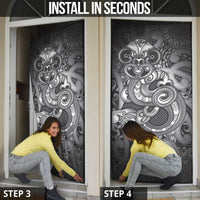 Aotearoa Maori Hei Tiki Door Cover Kiwikiwi Kowhaiwhai Puhoro Motif LT9 - Polynesian Pride