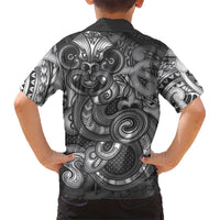 Aotearoa Maori Hei Tiki Family Matching Off The Shoulder Long Sleeve Dress and Hawaiian Shirt Kiwikiwi Kowhaiwhai Puhoro Motif LT9 - Polynesian Pride
