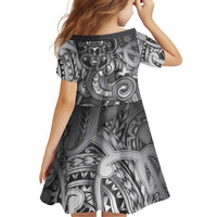Aotearoa Maori Hei Tiki Family Matching Off Shoulder Short Dress and Hawaiian Shirt Kiwikiwi Kowhaiwhai Puhoro Motif LT9 - Polynesian Pride