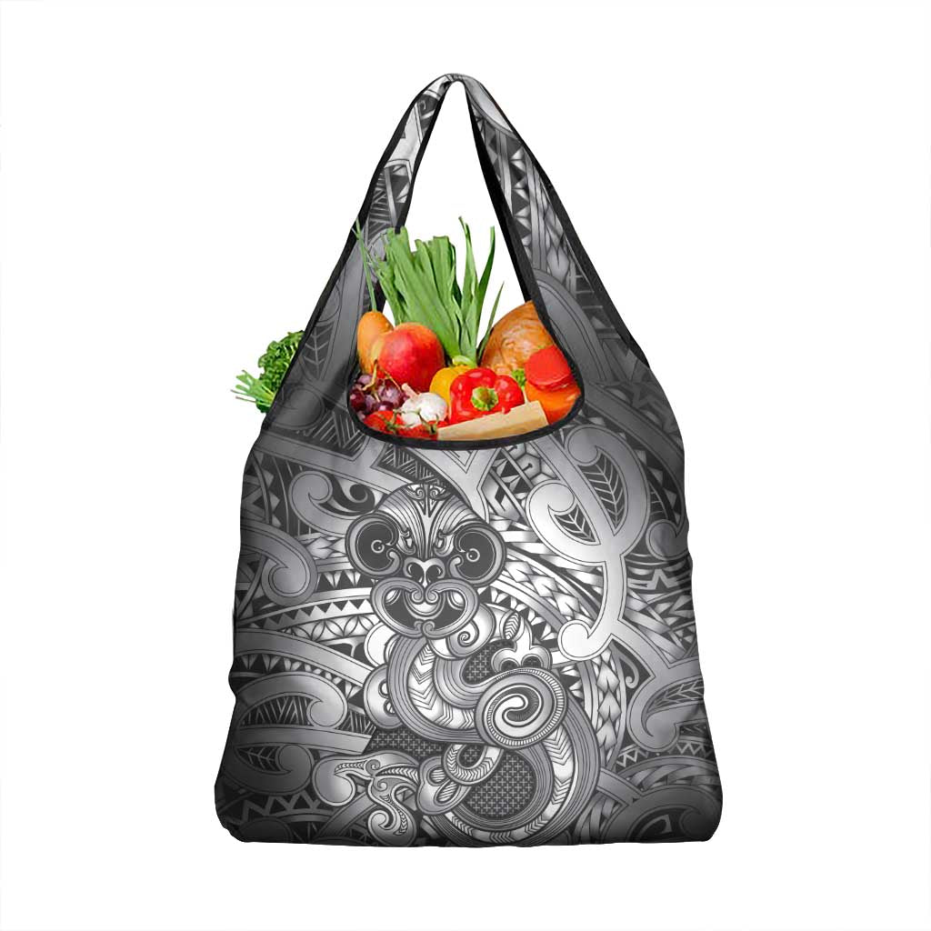 Aotearoa Maori Hei Tiki Grocery Bag Kiwikiwi Kowhaiwhai Puhoro Motif LT9 1-pack One Size Grey - Polynesian Pride
