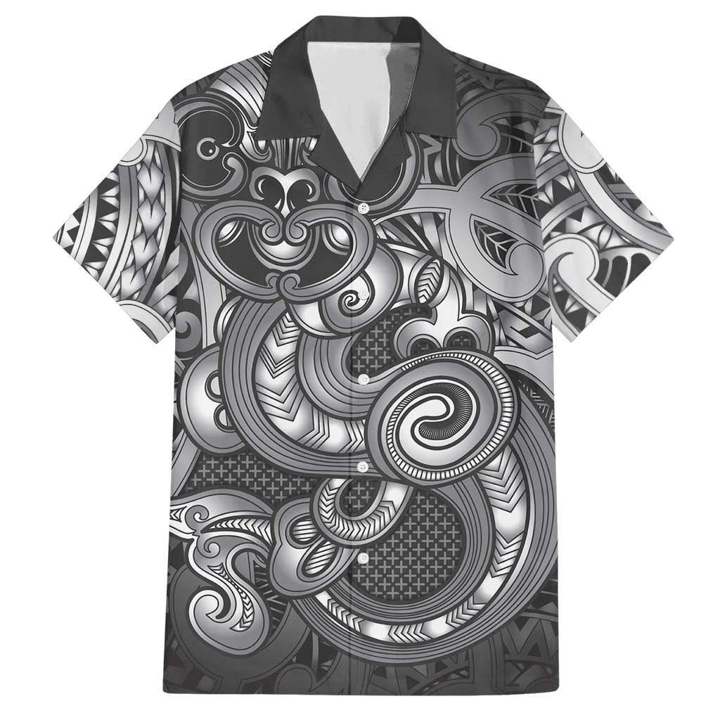 Aotearoa Maori Hei Tiki Hawaiian Shirt Kiwikiwi Kowhaiwhai Puhoro Motif LT9 Grey - Polynesian Pride