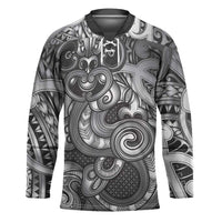 Aotearoa Maori Hei Tiki Hockey Jersey Kiwikiwi Kowhaiwhai Puhoro Motif LT9 Unisex Grey - Polynesian Pride