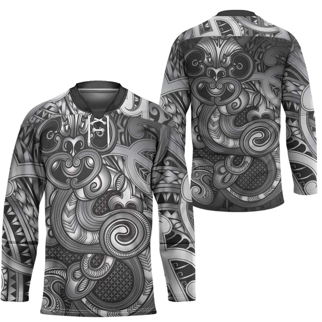 Aotearoa Maori Hei Tiki Hockey Jersey Kiwikiwi Kowhaiwhai Puhoro Motif LT9 - Polynesian Pride
