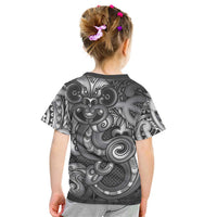 Aotearoa Maori Hei Tiki Kid T Shirt Kiwikiwi Kowhaiwhai Puhoro Motif LT9 - Polynesian Pride