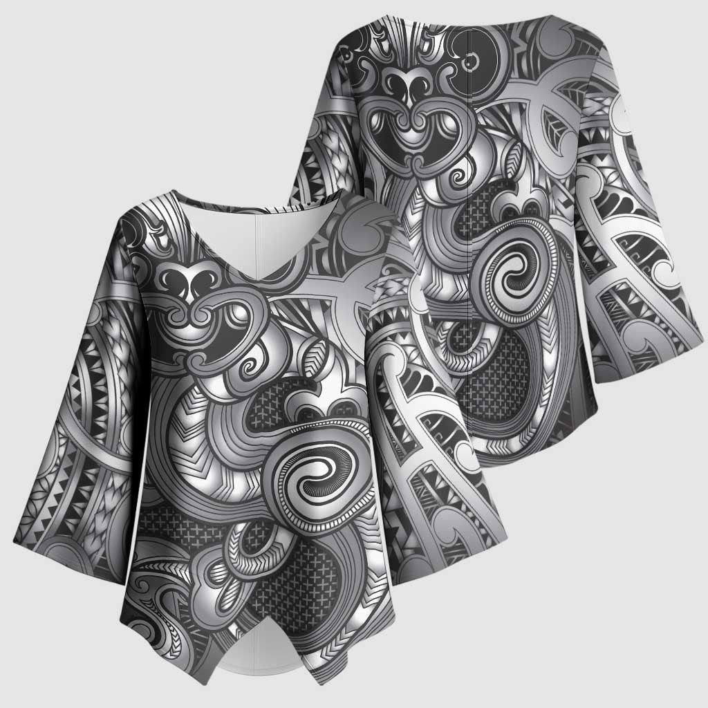 Aotearoa Maori Hei Tiki Kimono Sleeve Blouse Kiwikiwi Kowhaiwhai Puhoro Motif LT9 - Polynesian Pride