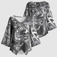 Aotearoa Maori Hei Tiki Kimono Sleeve Blouse Kiwikiwi Kowhaiwhai Puhoro Motif LT9 - Polynesian Pride