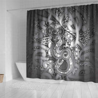 Aotearoa Maori Hei Tiki Shower Curtain Kiwikiwi Kowhaiwhai Puhoro Motif LT9 - Polynesian Pride