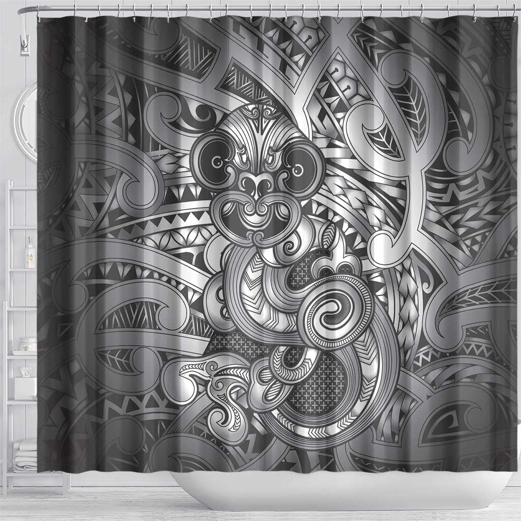 Aotearoa Maori Hei Tiki Shower Curtain Kiwikiwi Kowhaiwhai Puhoro Motif LT9 - Polynesian Pride