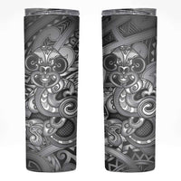 Aotearoa Maori Hei Tiki Skinny Tumbler Kiwikiwi Kowhaiwhai Puhoro Motif LT9 Grey - Polynesian Pride