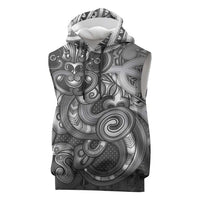 Aotearoa Maori Hei Tiki Sleeveless Hoodie Kiwikiwi Kowhaiwhai Puhoro Motif LT9 Grey - Polynesian Pride