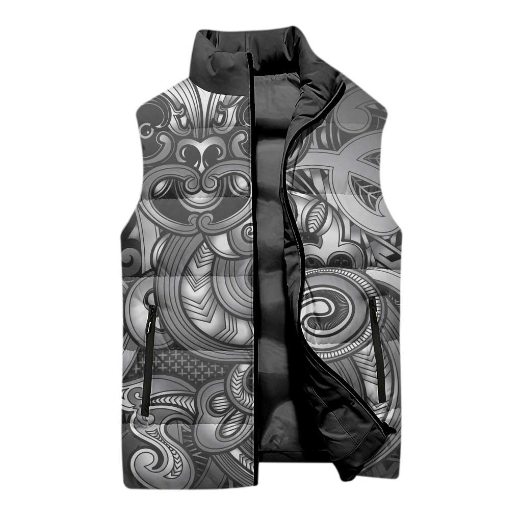 Aotearoa Maori Hei Tiki Sleeveless Puffer Jacket Kiwikiwi Kowhaiwhai Puhoro Motif