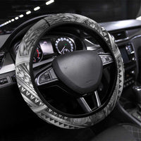 Aotearoa Maori Hei Tiki Steering Wheel Cover Kiwikiwi Kowhaiwhai Puhoro Motif LT9 Universal Fit Grey - Polynesian Pride