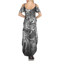 Aotearoa Maori Hei Tiki Summer Maxi Dress Kiwikiwi Kowhaiwhai Puhoro Motif LT9 - Polynesian Pride