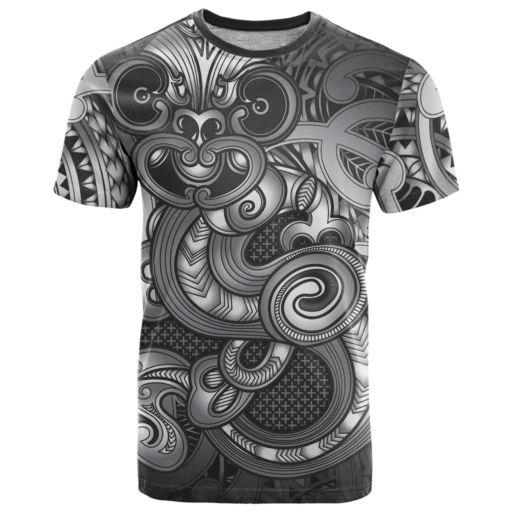 Aotearoa Maori Hei Tiki T Shirt Kiwikiwi Kowhaiwhai Puhoro Motif LT9 Grey - Polynesian Pride