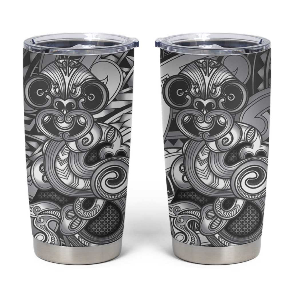 Aotearoa Maori Hei Tiki Tumbler Cup Kiwikiwi Kowhaiwhai Puhoro Motif LT9 Grey - Polynesian Pride