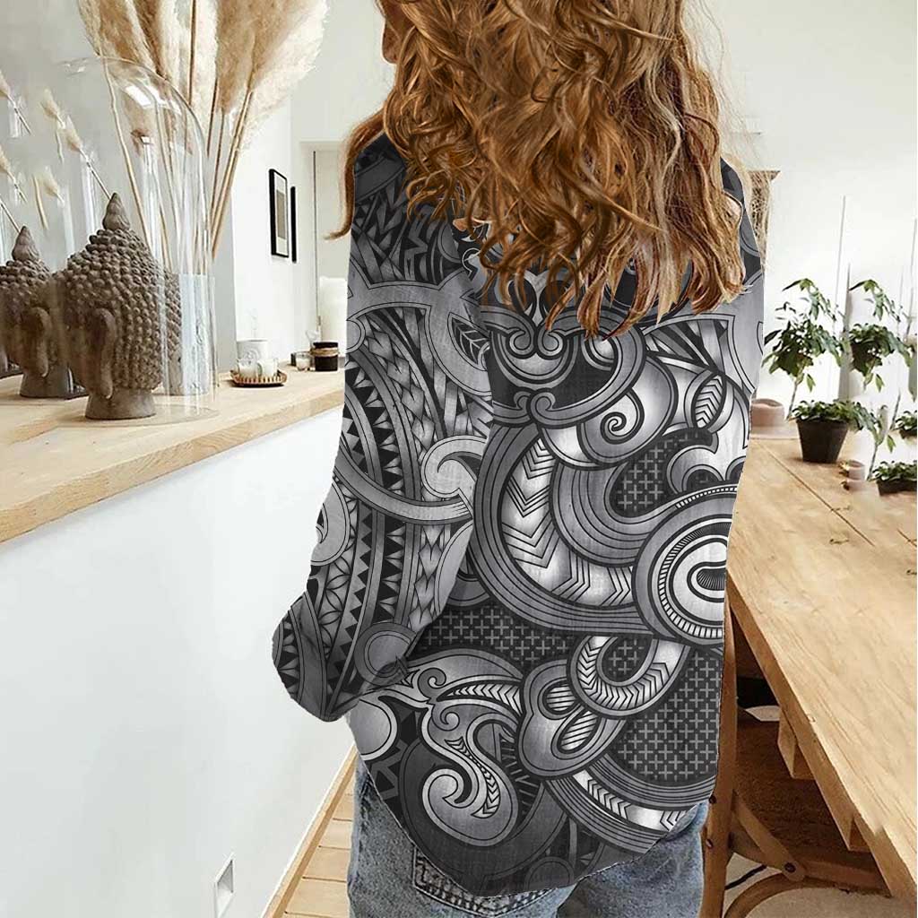 Aotearoa Maori Hei Tiki Women Casual Shirt Kiwikiwi Kowhaiwhai Puhoro Motif LT9 - Polynesian Pride