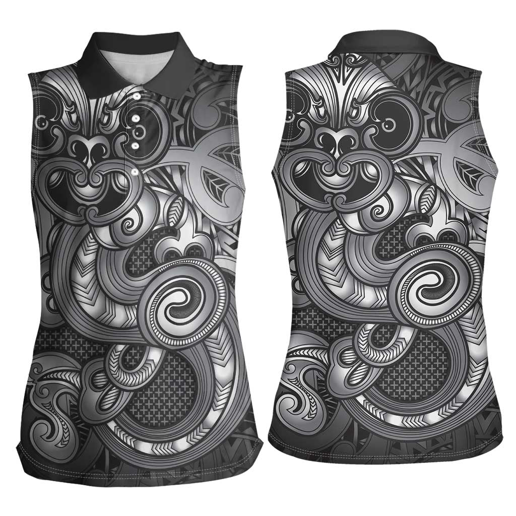 Aotearoa Maori Hei Tiki Women Sleeveless Polo Shirt Kiwikiwi Kowhaiwhai Puhoro Motif LT9 - Polynesian Pride