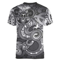 Aotearoa Maori Hei Tiki Women V-Neck T-Shirt Kiwikiwi Kowhaiwhai Puhoro Motif LT9 - Polynesian Pride