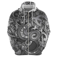 Aotearoa Maori Hei Tiki Zip Hoodie Kiwikiwi Kowhaiwhai Puhoro Motif LT9 - Polynesian Pride