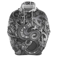 Aotearoa Maori Hei Tiki Zip Hoodie Kiwikiwi Kowhaiwhai Puhoro Motif LT9 - Polynesian Pride
