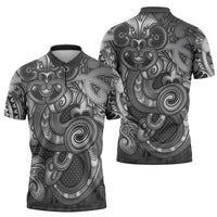 Aotearoa Maori Hei Tiki Zipper Polo Shirt Kiwikiwi Kowhaiwhai Puhoro Motif LT9 - Polynesian Pride