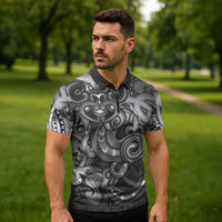 Aotearoa Maori Hei Tiki Zipper Polo Shirt Kiwikiwi Kowhaiwhai Puhoro Motif LT9 - Polynesian Pride
