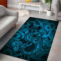 Aotearoa Maori Hei Tiki Area Rug Kikorangi Kowhaiwhai Puhoro Motif LT9 - Polynesian Pride