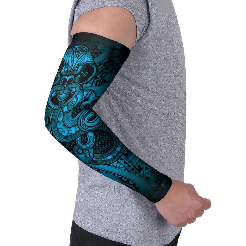 Aotearoa Maori Hei Tiki Arm Sleeves Kikorangi Kowhaiwhai Puhoro Motif LT9 - Polynesian Pride