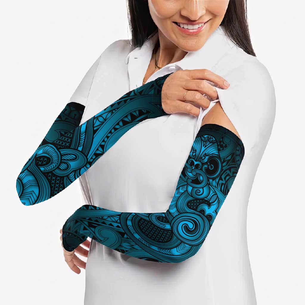 Aotearoa Maori Hei Tiki Arm Sleeves Kikorangi Kowhaiwhai Puhoro Motif LT9 - Polynesian Pride