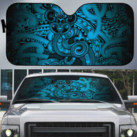Aotearoa Maori Hei Tiki Auto Sun Shade Kikorangi Kowhaiwhai Puhoro Motif LT9 Blue - Polynesian Pride