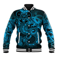Aotearoa Maori Hei Tiki Baseball Jacket Kikorangi Kowhaiwhai Puhoro Motif