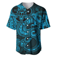 Aotearoa Maori Hei Tiki Baseball Jersey Kikorangi Kowhaiwhai Puhoro Motif LT9 Blue - Polynesian Pride