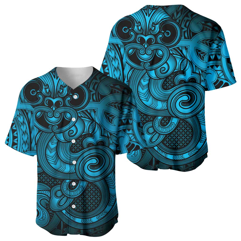 Aotearoa Maori Hei Tiki Baseball Jersey Kikorangi Kowhaiwhai Puhoro Motif LT9 - Polynesian Pride
