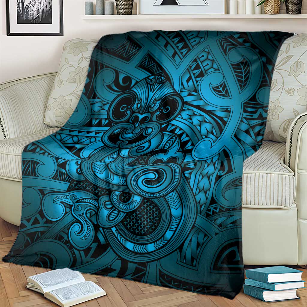 Aotearoa Maori Hei Tiki Blanket Kikorangi Kowhaiwhai Puhoro Motif