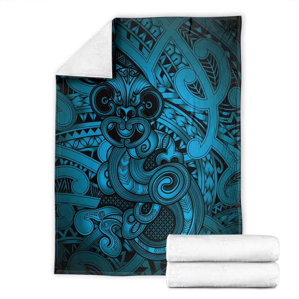 Aotearoa Maori Hei Tiki Blanket Kikorangi Kowhaiwhai Puhoro Motif