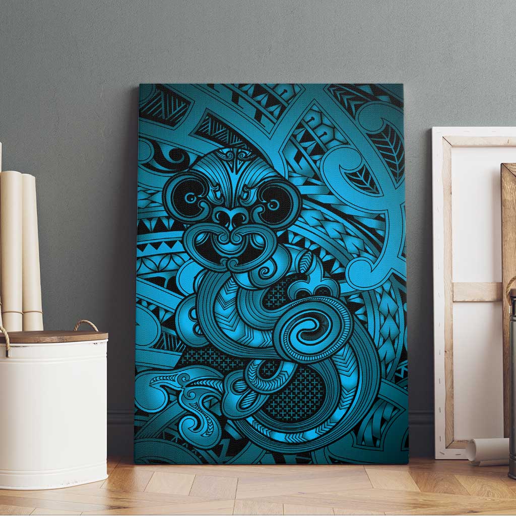 Aotearoa Maori Hei Tiki Canvas Wall Art Kikorangi Kowhaiwhai Puhoro Motif LT9 - Polynesian Pride