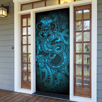 Aotearoa Maori Hei Tiki Door Cover Kikorangi Kowhaiwhai Puhoro Motif LT9 - Polynesian Pride