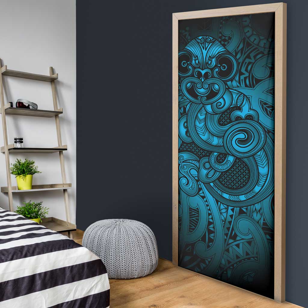 Aotearoa Maori Hei Tiki Door Cover Kikorangi Kowhaiwhai Puhoro Motif LT9 - Polynesian Pride