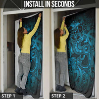 Aotearoa Maori Hei Tiki Door Cover Kikorangi Kowhaiwhai Puhoro Motif LT9 - Polynesian Pride