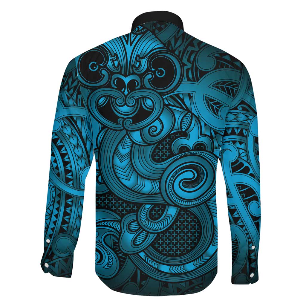 Aotearoa Maori Hei Tiki Family Matching Puletasi and Hawaiian Shirt Kikorangi Kowhaiwhai Puhoro Motif LT9 - Polynesian Pride