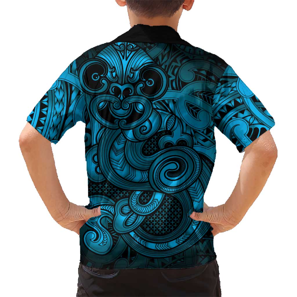 Aotearoa Maori Hei Tiki Family Matching Summer Maxi Dress and Hawaiian Shirt Kikorangi Kowhaiwhai Puhoro Motif LT9 - Polynesian Pride