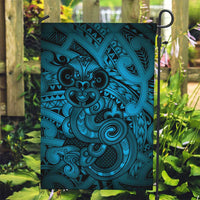 Aotearoa Maori Hei Tiki Garden Flag Kikorangi Kowhaiwhai Puhoro Motif