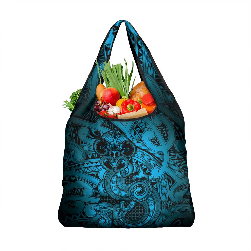 Aotearoa Maori Hei Tiki Grocery Bag Kikorangi Kowhaiwhai Puhoro Motif LT9 1-pack One Size Blue - Polynesian Pride