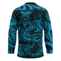 Aotearoa Maori Hei Tiki Hockey Jersey Kikorangi Kowhaiwhai Puhoro Motif LT9 - Polynesian Pride