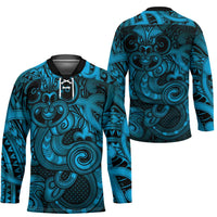 Aotearoa Maori Hei Tiki Hockey Jersey Kikorangi Kowhaiwhai Puhoro Motif LT9 - Polynesian Pride