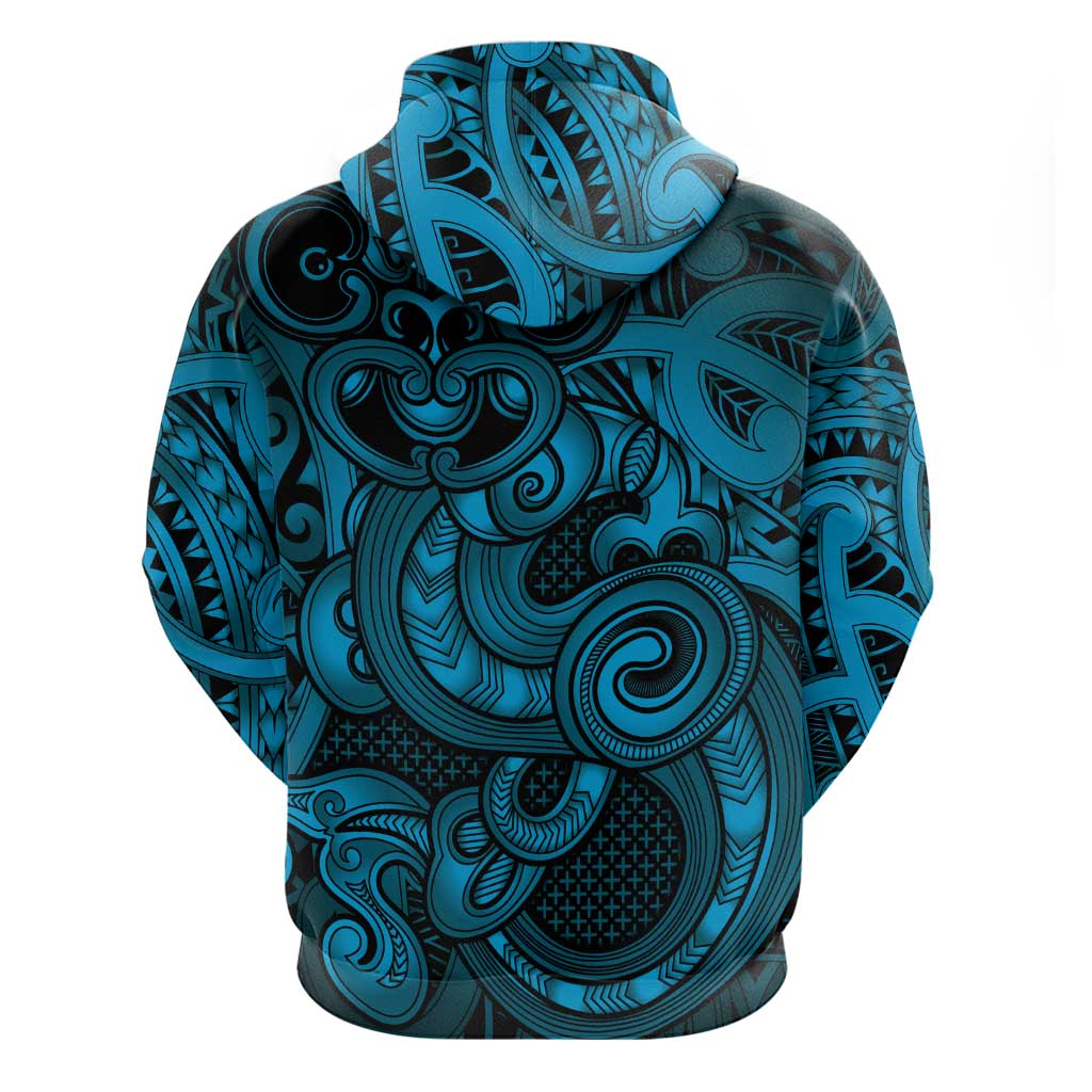 Aotearoa Maori Hei Tiki Hoodie Kikorangi Kowhaiwhai Puhoro Motif LT9 - Polynesian Pride
