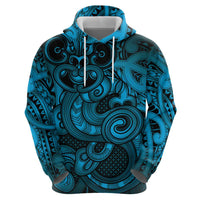 Aotearoa Maori Hei Tiki Hoodie Kikorangi Kowhaiwhai Puhoro Motif LT9 - Polynesian Pride